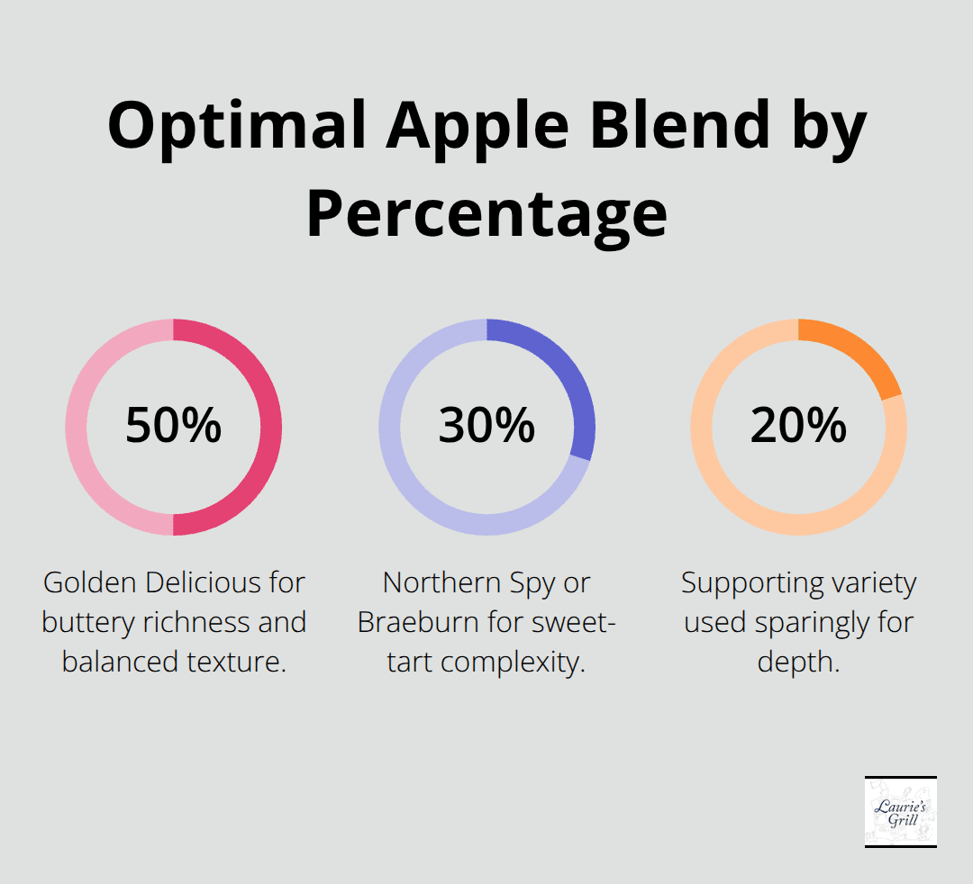 Visual breakdown of recommended apple varieties for a U.S. apple pie