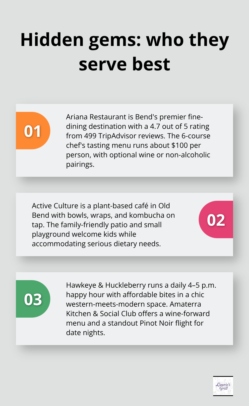 Three quick profiles of standout niche spots in Bend - bend downtown restaurants