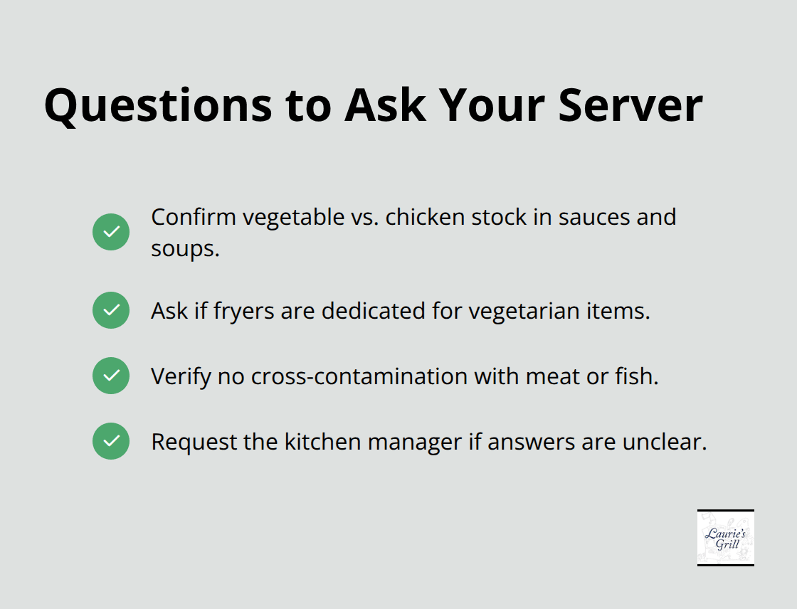 Quick checklist for verifying vegetarian preparation
