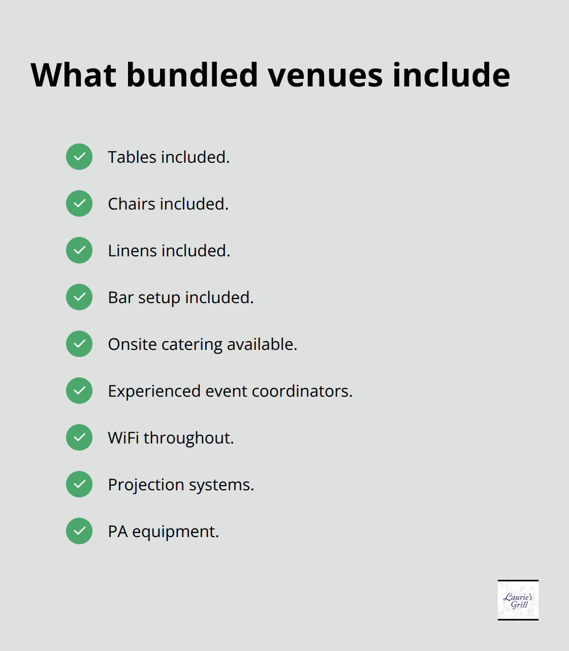 Checklist of venue inclusions that reduce planning workload - bend private event hosting