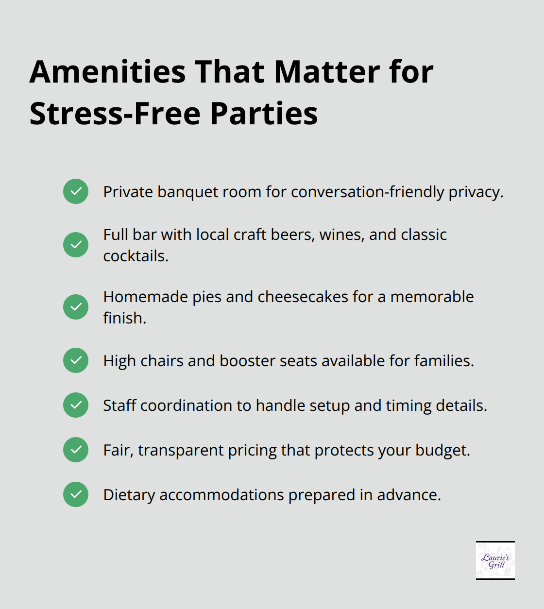 Key amenities at Laurie’s Grill that simplify birthday planning - birthday parties