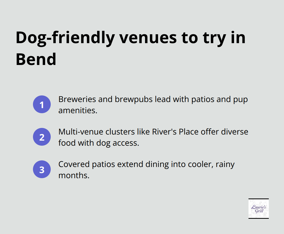 Compact list highlighting Bends top dog-friendly venue types and features - dog friendly restaurants bend
