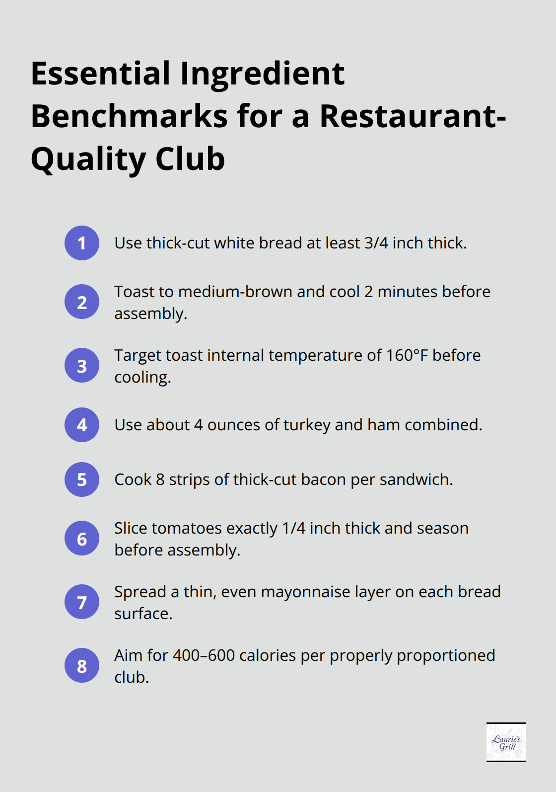 Compact list of core ingredient and prep benchmarks for a classic American club sandwich. - how to make a club sandwich