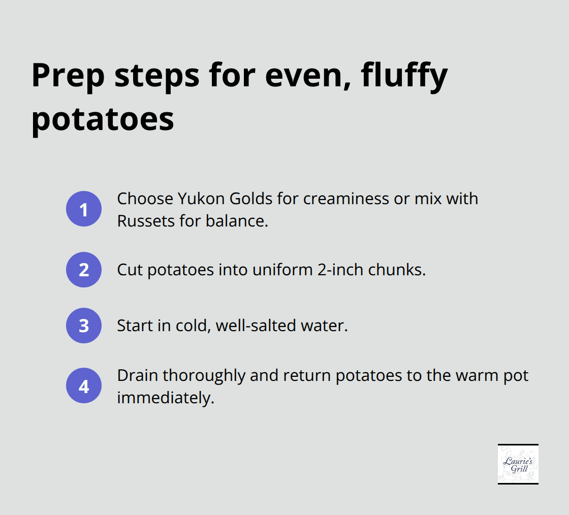 Key prep steps to ensure even cooking and better mashed potato texture - mashed potatoes