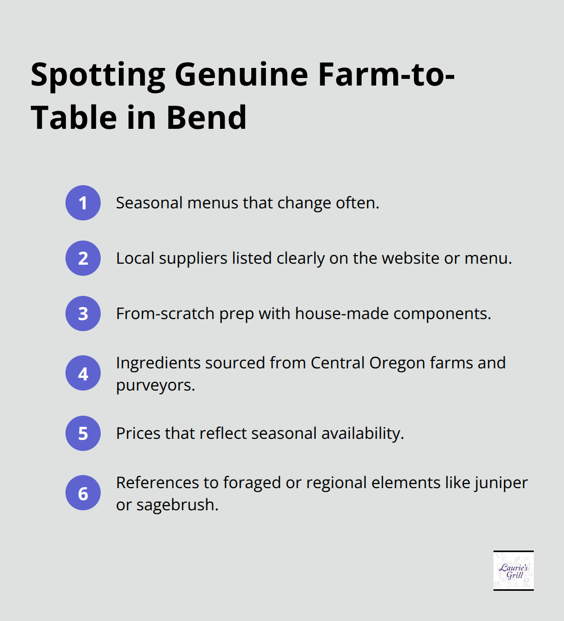 Quick signals that a Bend restaurant truly sources locally and cooks from scratch.
